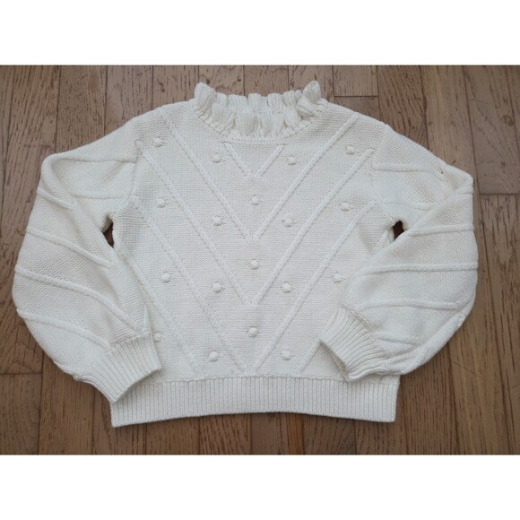 Jcrew Crewcuts Girls' Ruffleneck Bobble Sweater Ivory Size XS 4-5 Style# BT956 - Picture 1 of 7